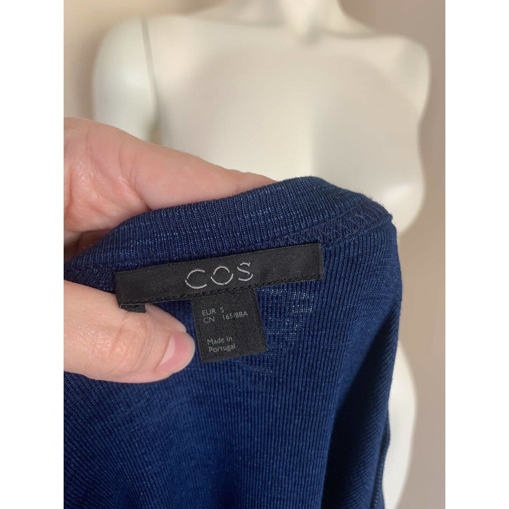 COS Blue Tunic Dress S XS Womens Short Sleeve Thick Cotton Lagenlook Oversized - Picture 10 of 12